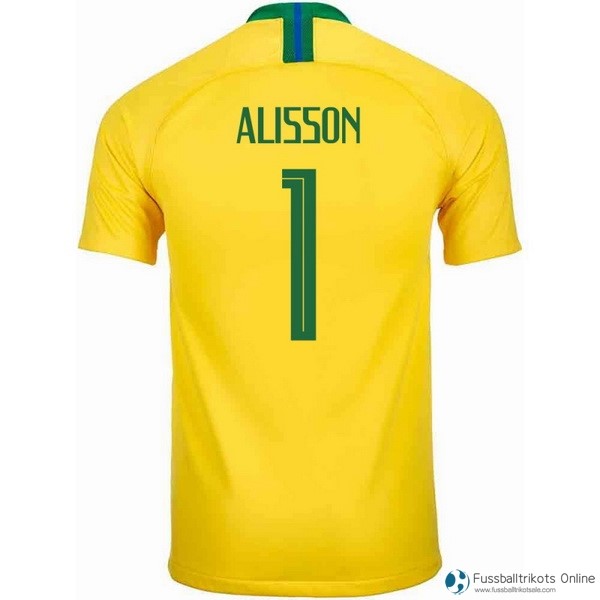 Brasilien Trikot Heim Alisson 2018 Gelb Fussballtrikots Günstig